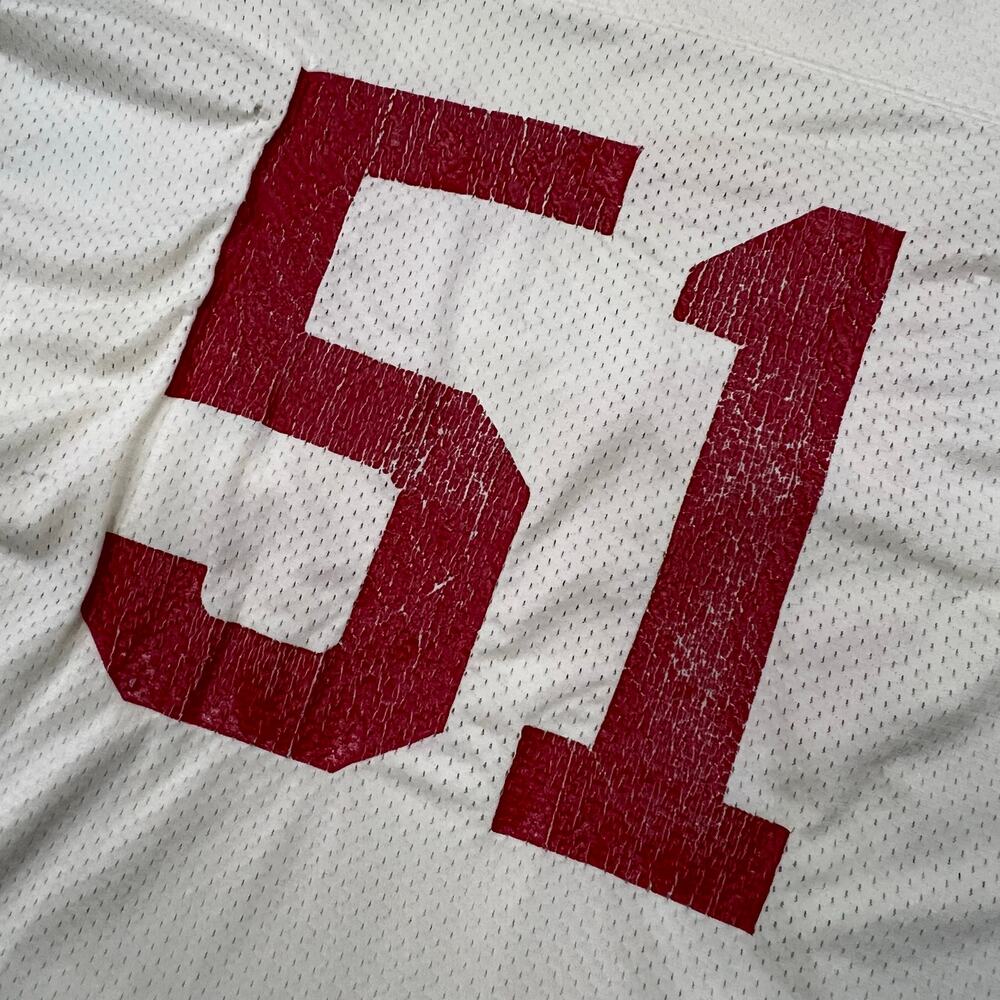 True Vintage Champion Mesh Football Jersey #51 USA Made Large 70s 80s Distressed - Picture 13 of 16